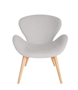 Replica Arne Jacobsen Swan Chair | Light Grey Fabric | Natural Legs