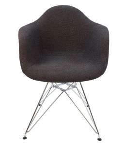 Replica Eames DAR Eiffel Chair | Grey / Charcoal Fabric Seat | Chrome Legs