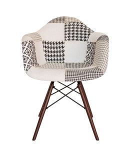 Replica Eames DAW Eiffel Chair | Multicoloured Patches V3 Fabric Seat | Walnut Legs