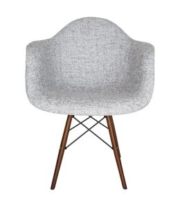 Replica Eames DAW Eiffel Chair | Textured Light Grey Fabric Seat | Walnut Legs