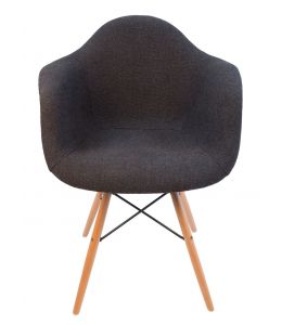 Replica Eames DAW Eiffel Chair | Grey / Charcoal Fabric Seat | Natural Wood Legs