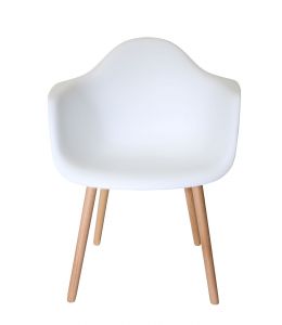 Replica Eames DAW Hal Inspired Chair | White Seat | Natural Beech Legs