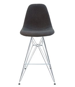 Replica Eames DSR Bar / Kitchen Stool | Grey / Charcoal Seat | Chrome Legs 