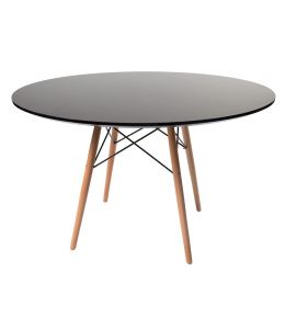 Replica Eames DSW Eiffel Dining Table | Black Top | Natural Legs | 120cm
