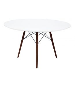 Replica Eames DSW Eiffel Dining Table | White | Walnut Wood Legs | 100cm