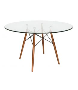 Replica Eames DSW Eiffel Round Glass Dining Table | Walnut | 120cm