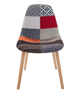 Replica Eames DSW Hal Inspired Chair |Multicoloured Patches Fabric Seat | Natural Beech