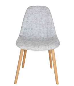 Replica Eames DSW Hal Inspired Chair | Textured Light Grey Fabric Seat | Natural Beech Legs