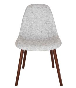 Replica Eames DSW Hal Inspired Chair | Textured Light Grey Fabric Seat | Walnut Legs