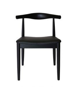 Replica Hans Wegner Elbow Chair CH20 | Black PU Seat & Black Wood Frame