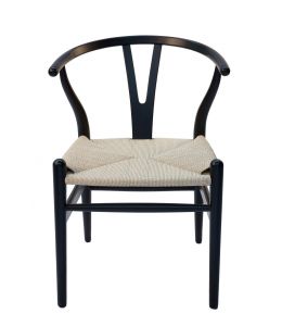 Replica Hans Wegner Wishbone Chair | Black Frame & Natural Rattan Seat