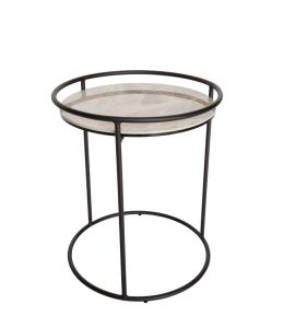 Royce Collection | Round Glass-Ceramic Side Table | Grey & Black
