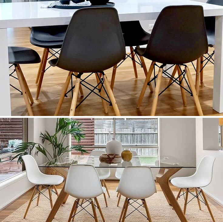 Replica Eames DSW Eiffel Chair | Natural Wood Legs | White